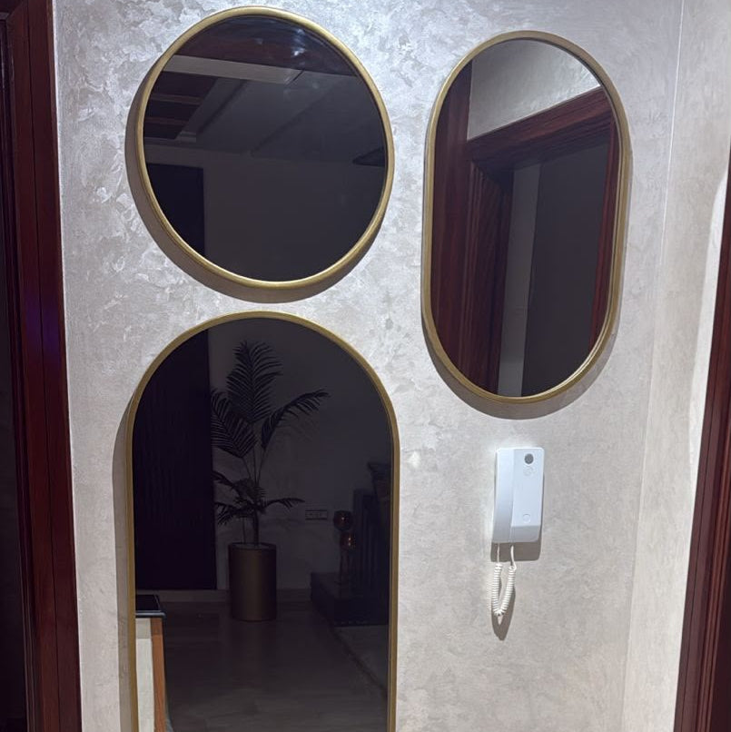 Trio Miroir Composé–Cadre Métal Doré