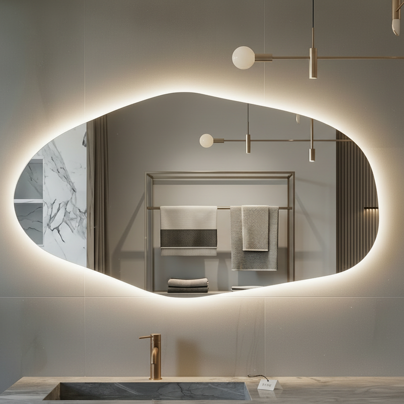 Miroir LED organique salle de bain luxe