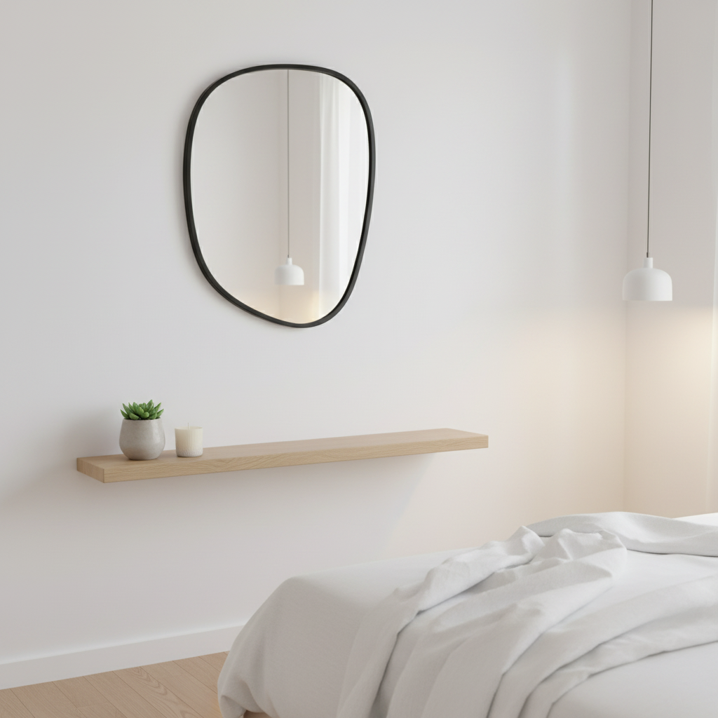 Miroir Organique Cadre Noir – Chambre Scandinave