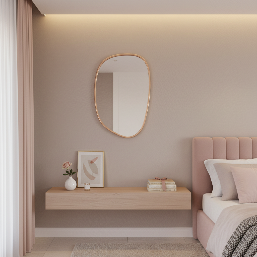 Miroir Organique Cadre Rose Doré