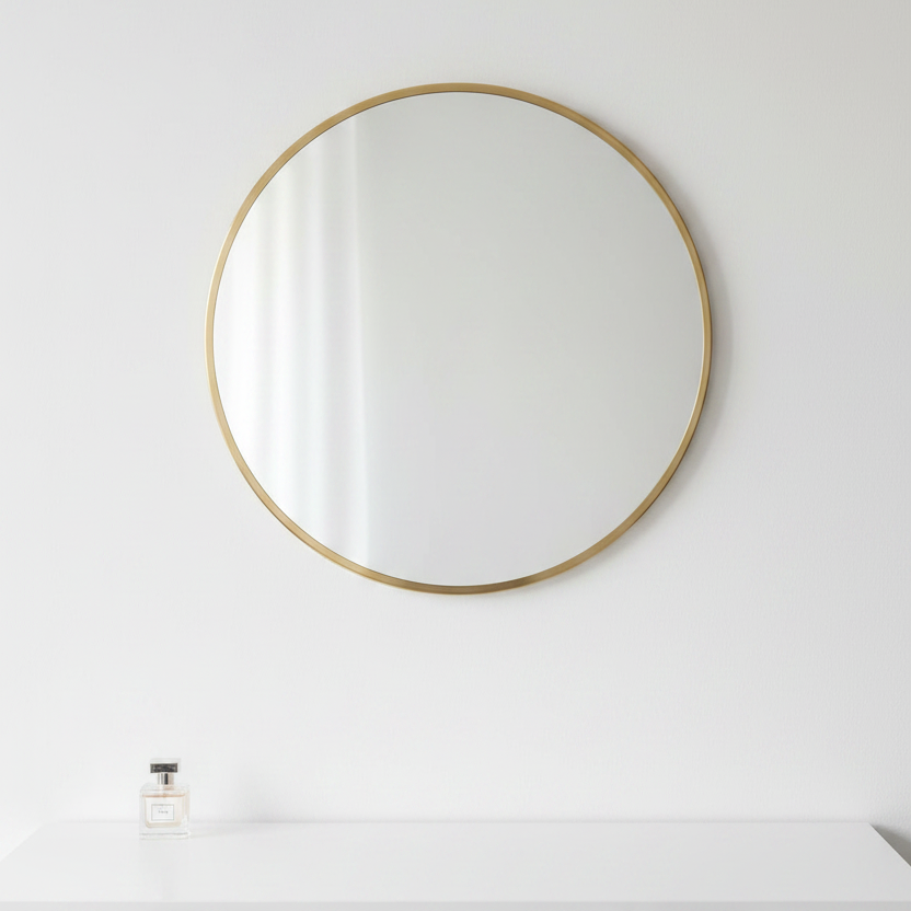 Miroir Rond Cadre Doré – Minimaliste