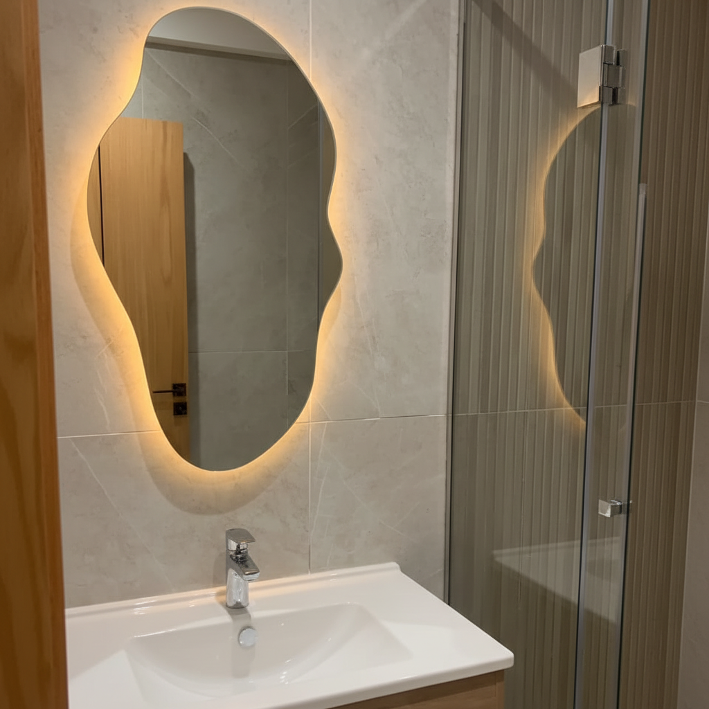 Mirror with LED On