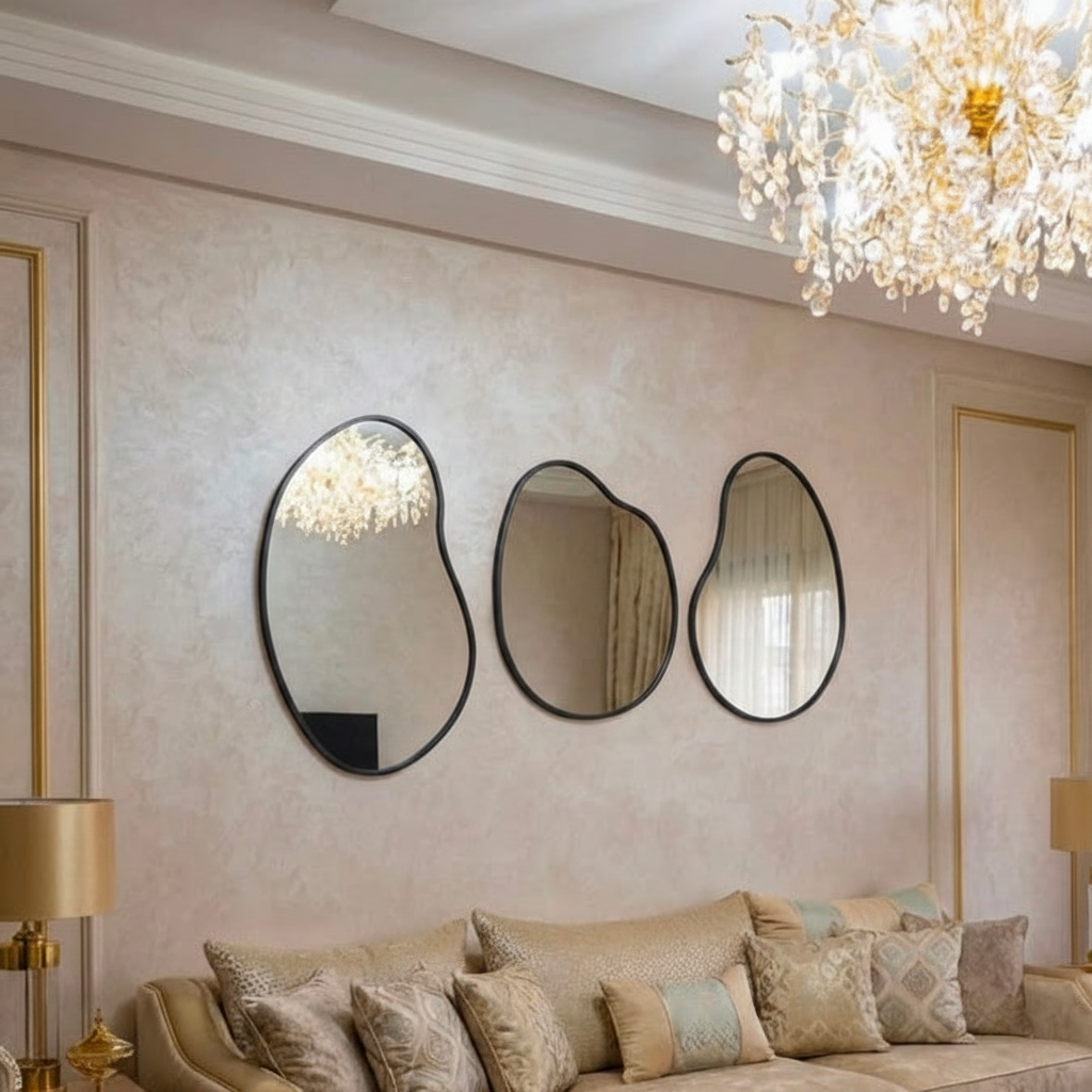 Trio Miroir Cadre Noir – Photo Réelle