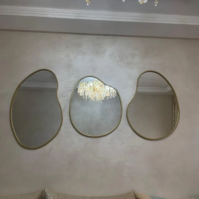 Trio Cadre Miroir Organique – Cadre Métal Doré – photo 4 – Mirrorlux Maroc