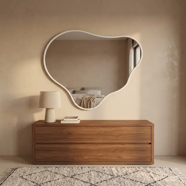 Miroir Lagon cadre métal blanc dans une chambre